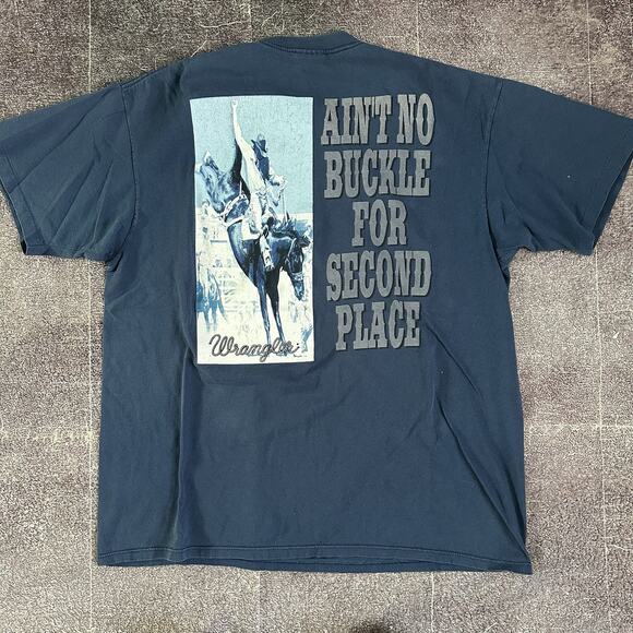 Men's Vintage 90's Wrangler Rodeo Aint No Buckle For Second Place T Shirt Sz XL - Picture 1 of 4